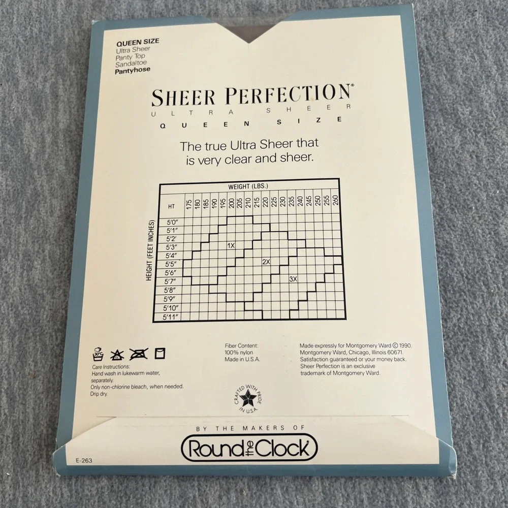 Sheer Perfection Ultra Sheer Queen Size Pantyhose Grey Vintage Montgomery Ward